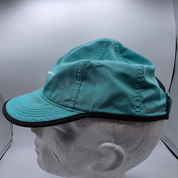 Nike Featherlight Dri Fit Adjustable Blue Black Running Hat Lightweight Hat Cap - Picture 2 of 10